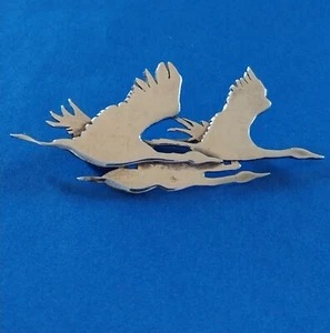 Vintage Great Falls Metal Works GFMW Sterling Silver CANADA GEESE Brooch PIN - Picture 1 of 11