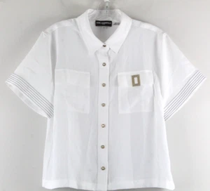 Karl Lagerfeld Damen Kurzarm Camp Shirt M weich weiß Neu mit Etikett - Bild 1 von 12