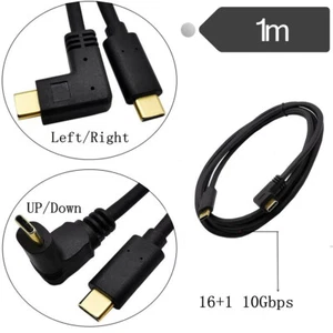 1x USB Type C Cable 90° to 3.1 C Male to Male Adapter Fast Charge Charging 3A 1m - Picture 1 of 14