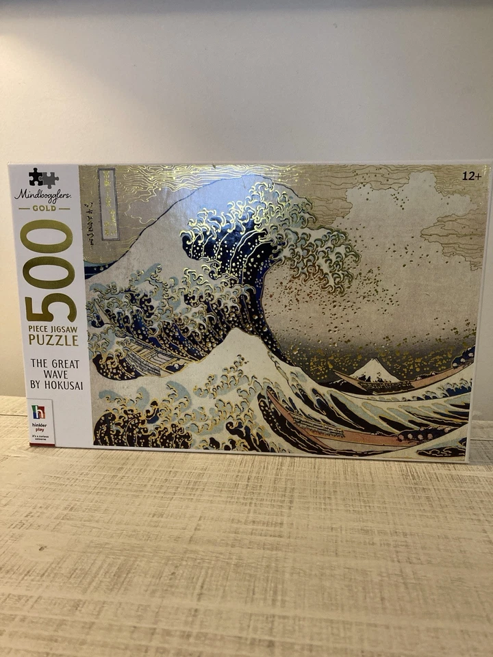 Hinkler Mindbogglers Gold The Great Wave By Hokusai 500 Piece Jigsaw Puzzle
