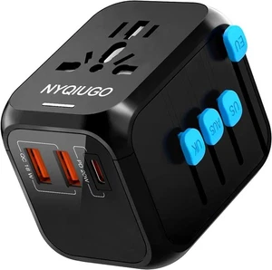 NYQIUGO Universal Travel Power Plug Adapter with 3 USB Ports, Worldwide - Picture 1 of 5