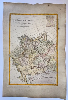 RUSIA OCCIDENTAL 1780 BONNE MAPA ANTIGUO GRANDE SIGLO XVIII EN COLORES Foto 1 de 4