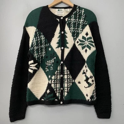 Vtg REI Cardigan Size XL Ski Sweater Hand Knitted Wool Winter Nordic Heritage - Image 1 of 4