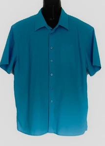 Linea Uomo Men's Sky Blue Short Sleeve Linen/Cotton Blend Button-Up Shirt, XXL - Picture 1 of 5