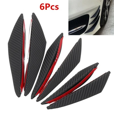6xUniversal Carbon Fiber Look Car SUV Front Bumper Fins Spoiler Lip Splitter Kit - Image 1 of 4