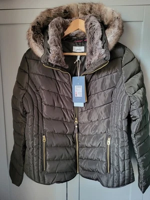 Joules Womens Gosway Chevron Quilted Padded Coat With Hood - GREEN - 18 - BNWT  - Image 1 of 4
