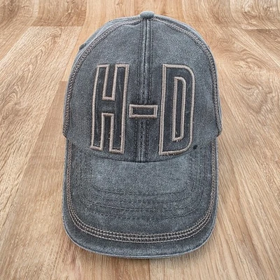 Harley-Davidson Hat Cap Strap Back Denim Embroidered H-D Biker Mens One Size - Image 1 of 4