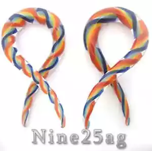 NEW 4G RAINBOW SWIRL PYREX GLASS TWISTS PLUGS SPIRALS - Picture 1 of 1