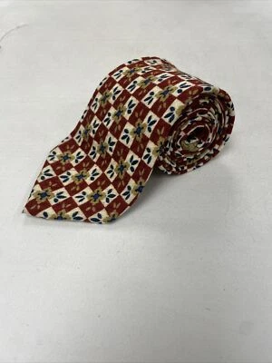 Gravata masculina Valentino vermelha e branca floral novidade gola de seda $245 - Imagem 1 de 4