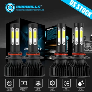 4-sides LED 9005 9006 Combo Headlight High Low Beam Bulbs 6000K Cool Super White - Picture 1 of 12