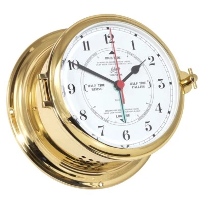 Schatz Royal Schiffsuhr mit Tidenanzeige Messing Stille Uhr 480cia 180mm - Bild 1 von 2
