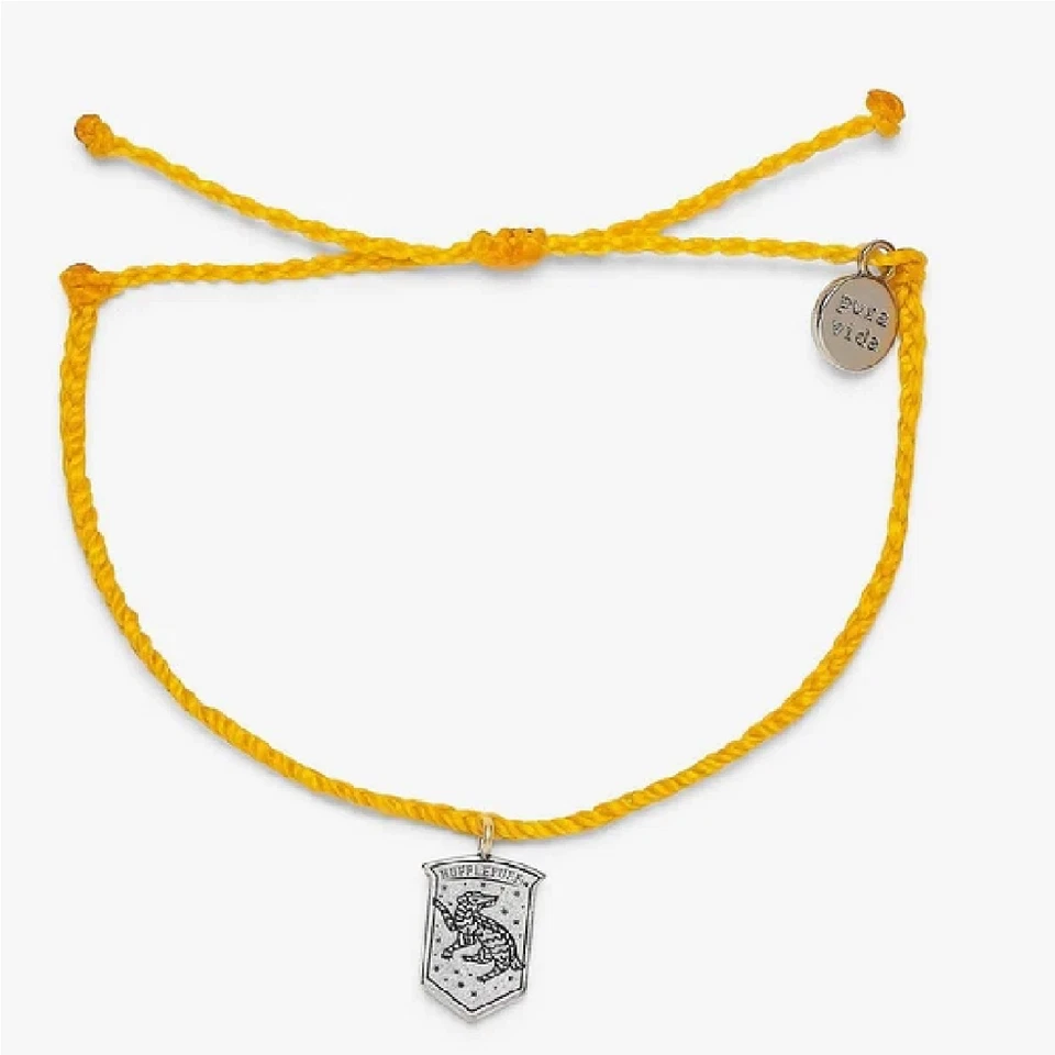 NEW Pura Vida Harry Potter Bracelet Hufflepuff Charm on Yellow Mini Braid New Foto 1 de 1
