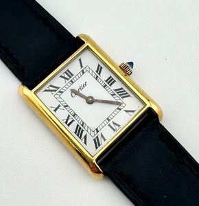 Cartier Tank 5512 405 Gold Plated Mechanical Wristwatch 22mm Case Runs AS IS - Picture 1 of 8