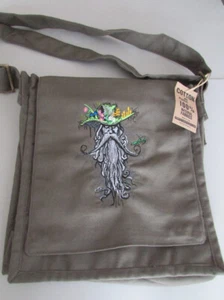 Embroidered Forest Woodland Man Design 100% Eco Canvas Messenger Bag - Picture 1 of 3