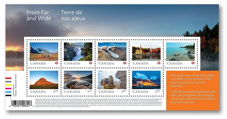 Canada 2019 sc3138 MNH - FAR & WIDE - Souvenir Sheet of 9 different stamps - Image 1 of 1