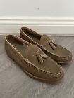 GH Bass & Co Weejuns Mens Taupe Suede Lether Tassel Loafers - Size UK 10 - VGC