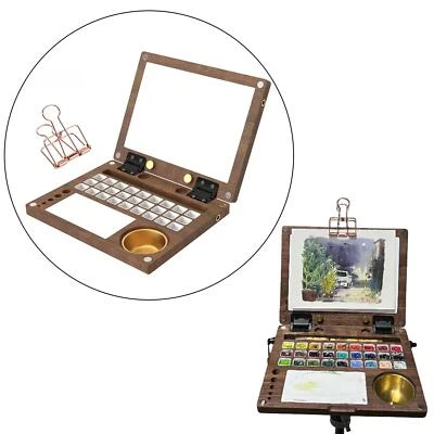 Palette d'aquarelle en bois pour peinture à l'huile, pigments, fournitures - Photo 1/4