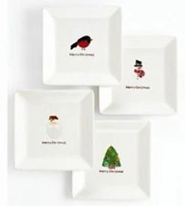 Sue Zulauf Christmas CutOuts - "7.5" PLATOS DE POSTRE CUADRADOS" (Set 4) NUEVO EN CAJA ENVÍO GRATUITO - Imagen 1 de 1