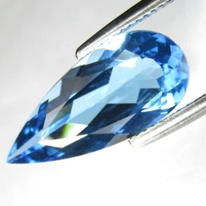 7.83Cts Ravishing Natural Swiss Blue Topaz Pear Cut Loose Brazil Gemstone - Picture 1 of 4