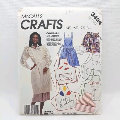 McCall's 3424 Unisex Full Or Half Aprons And Chef Hat Sewing Pattern Uncut - Image 1 of 4