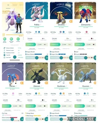 Pokemon Go Iv22| Groudon Reshiram Zekrom Mewtwo Guzzlord Giratina Dialga Palkia - Image 1 of 3