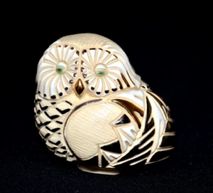 Owl Figurine Artesania Rinconada De Rosa Silver Gold Accents - Picture 1 of 14