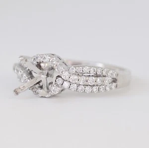 14K WHITE GOLD SWIRL BAND DIAMOND SEMI-MOUNT ENGAGEMENT RING 7.5US - Picture 1 of 5