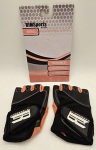 RIMsports Weightlifting Weight Lifting Fingerless Gloves Black & Peach Size S - Picture 1 of 12