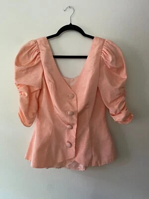 Chaqueta De Colección Años 90 Rosa Tafetán Manga Abullonada Coqueta Glamour Pequeña Hecha en Unión Foto 1 de 4