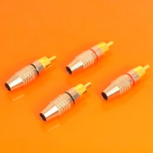 Qualität 4 x vergoldet RCA Phono Stecker Schraube Stecker HiFi Audio Metall 24K - Bild 1 von 3