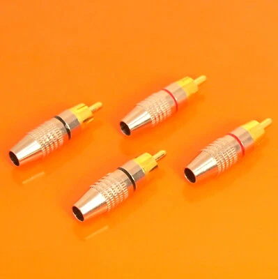 Quality 4 x Gold Plated RCA Phono Male Plug Screw Connector HiFi Audio Metal 24K - Image 1 of 3