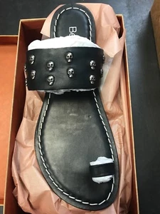 Mujeres Bernardo MAX NEGRAS Vacheta Chanclas Zapatos Calavera Plata NUEVAS - Imagen 1 de 10