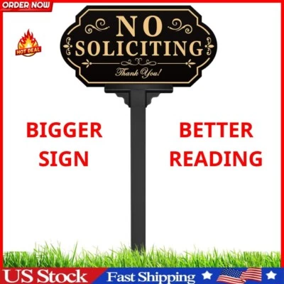 No Soliciting Sign for House with Stake - 50-Mil Thick Aluminum - 6X12 Inch/36 I - Image 1 of 4