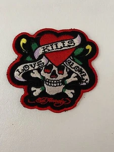 Ed Hardy Love Kills Slowly Iron On Patch Appliqué Embroidered Sewing (Small) - Picture 1 of 4