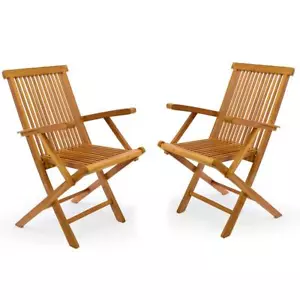 DIVERO 2er Set Gartenstuhl Armlehne Stuhl Teak Holz behandelt klappbar massiv - Bild 1 von 7