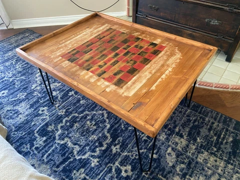 Queen's Gambit Chess/Checkerboard Coffee Table w/Hairpin Legs--CUSTOM ORDER! Cover