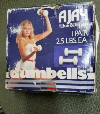 Винтажный AJAY весело и фитнес гантели комплект 1 пара 2,5 фунта Ea #15020 новая оригинальная коробка - Изображение 1 из 4
