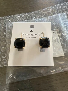 Kate Spade Earrings Small Square Leverback Earrings Black New - Picture 1 of 2