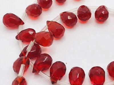 Faceted Red Jasper Drop Beads Top Thread 10mm Qty:13 - Image 1 of 2