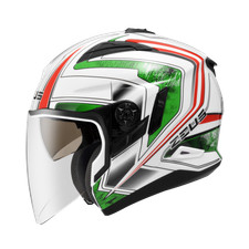 ZEUS ZS-613B WHITE/AJ6 GREEN JET HELMET