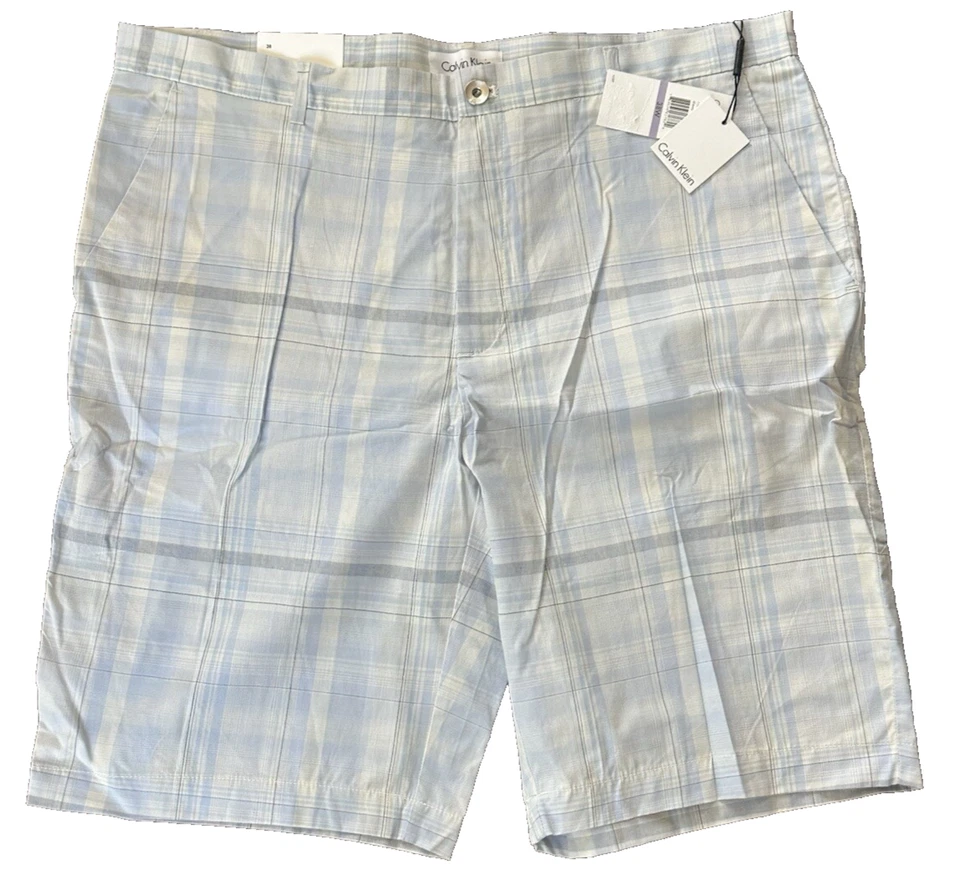 Shorts xadrez Calvin Klein masculino ajuste reto verão céu branco azul perry 40 - Imagem 1 de 4