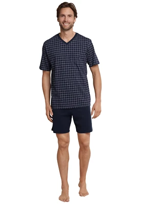 SCHIESSER Pigiama Corto Da Uomo 100% Cotone Taglia 48-64 S-6XL - Immagine 1 di 3