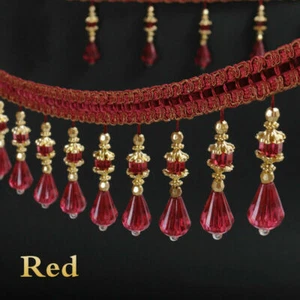 12M Luxury Curtain Tassel Fringe Beaded Trim Upholstery Furniture Home Decor Art - Picture 1 of 22