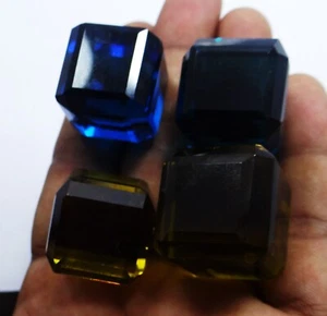 Natural 394Ct Brazilian mix colorTopaz Cube Cut Loose Gemstone Certified4pcs lot - Picture 1 of 7