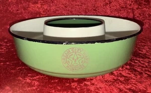 Vtg Enamelware Green/White Round Dessert Mold Cream City Ware Milwaukee Jell-O + - Picture 1 of 8