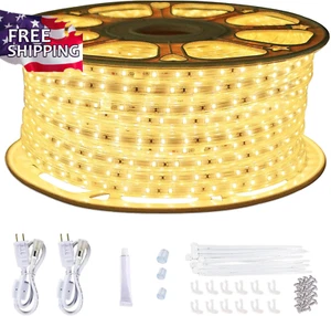 150Ft Flat Outdoor Rope Lights Waterproof: 110V Cool Warm White LED Strip Light - Picture 1 of 12