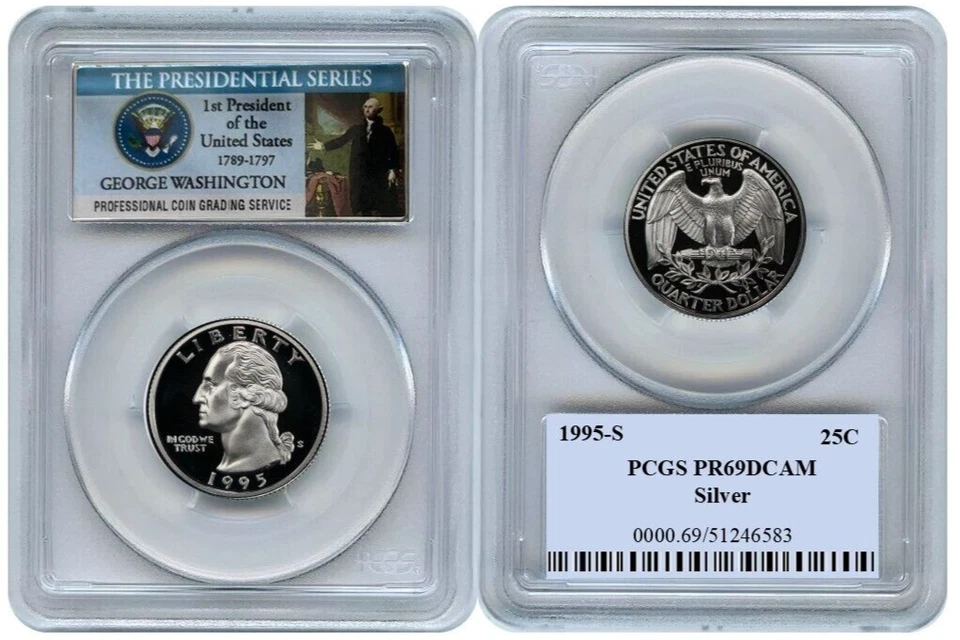 1995 S Silver Washington Quarter 25C PCGS PR69DCAM - Image 1 of 1