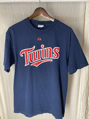 Camiseta básica para hombre MINNESOTA TWINS MLB cuello redondo gris Joe Mauer #7 talla grande Foto 1 de 4