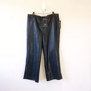Bagatelle Women’s Cropped Wide Leg Faux Leather Trousers Black Size XL NWT’s - Picture 1 of 13