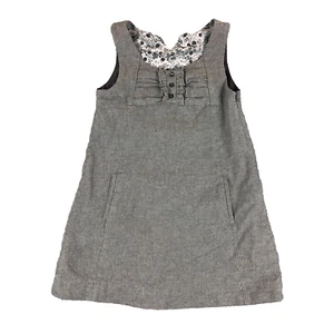 ZARA Kids Dress Gray Girls 7-8 Soft Flannel Checkered Sleeveless Pockets SideZip - Picture 1 of 10
